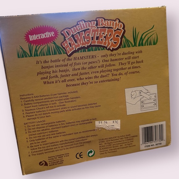 Vintage New In Package Gemmy Dueling Banjo Hamsters Interactive Buck & Chuck - Picture 4 of 8